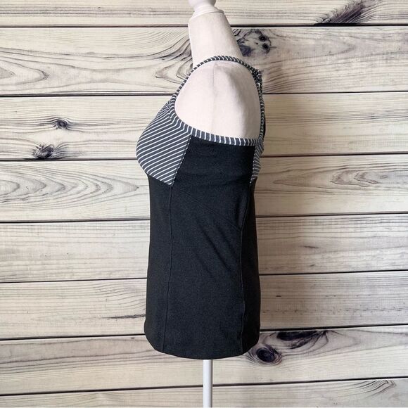 Athleta Heather Grey & White Striped Athletic Bra Tank Top - Picture 3 of 14